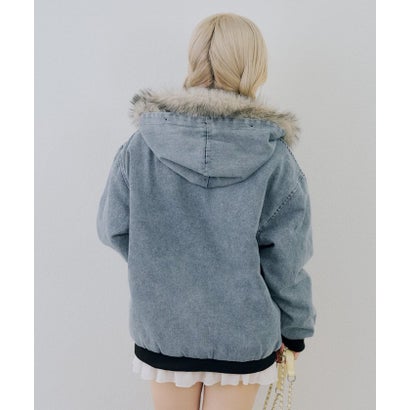 ナイスクラップ NICE CLAUP 【ANOTHER BRANCH】デニム中綿フェイクファー付ブルゾン （navy）｜詳細画像