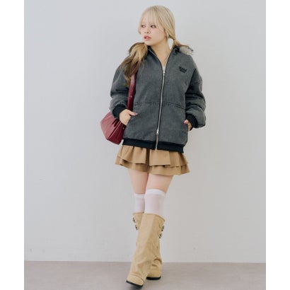 ナイスクラップ NICE CLAUP 【ANOTHER BRANCH】デニム中綿フェイクファー付ブルゾン （navy）｜詳細画像