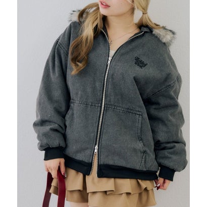 ナイスクラップ NICE CLAUP 【ANOTHER BRANCH】デニム中綿フェイクファー付ブルゾン （navy）｜詳細画像