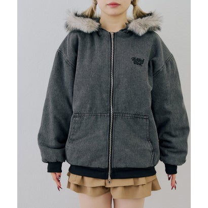 ナイスクラップ NICE CLAUP 【ANOTHER BRANCH】デニム中綿フェイクファー付ブルゾン （black）｜詳細画像