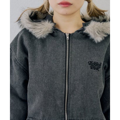 ナイスクラップ NICE CLAUP 【ANOTHER BRANCH】デニム中綿フェイクファー付ブルゾン （black）｜詳細画像