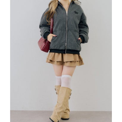 ナイスクラップ NICE CLAUP 【ANOTHER BRANCH】デニム中綿フェイクファー付ブルゾン （black）｜詳細画像