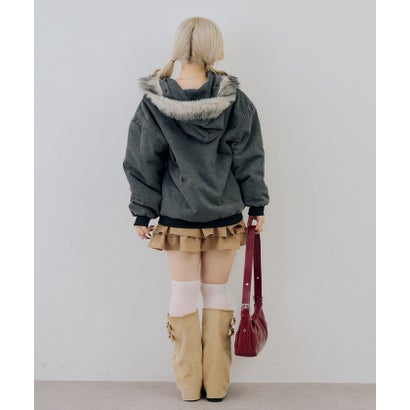 ナイスクラップ NICE CLAUP 【ANOTHER BRANCH】デニム中綿フェイクファー付ブルゾン （black）｜詳細画像