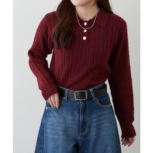 【US. POLO ASSN.】アソートポロニット （bordeaux）