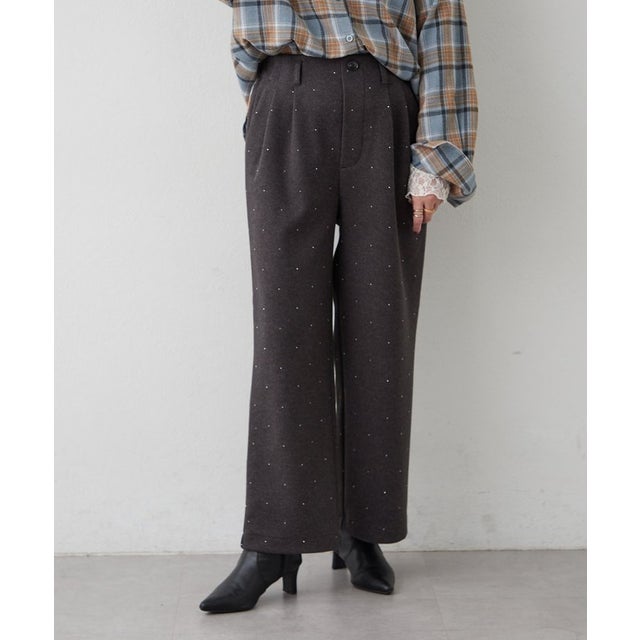 《スタイルアップ》大人キラキラパンツ （charcoal）