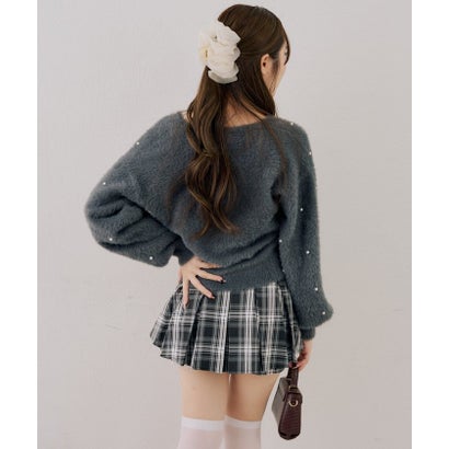 ナイスクラップ NICE CLAUP 【ANOTHER BRANCH】パール付フェザーカシュクールニット （mintgreen）｜詳細画像