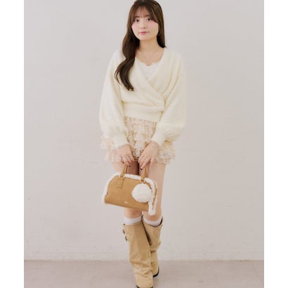 ナイスクラップ NICE CLAUP 【ANOTHER BRANCH】パール付フェザーカシュクールニット （mintgreen）｜詳細画像