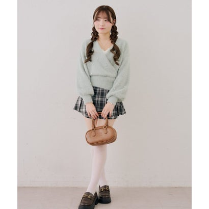 ナイスクラップ NICE CLAUP 【ANOTHER BRANCH】パール付フェザーカシュクールニット （mintgreen）｜詳細画像