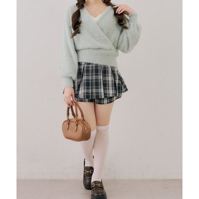 ナイスクラップ NICE CLAUP 【ANOTHER BRANCH】パール付フェザーカシュクールニット （mintgreen）｜詳細画像