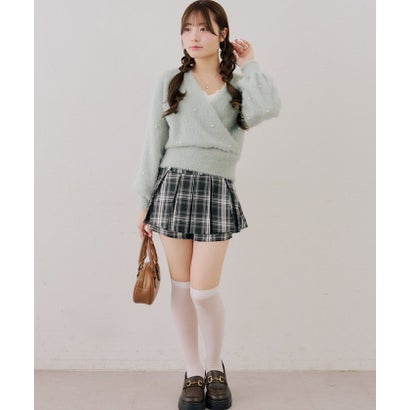 ナイスクラップ NICE CLAUP 【ANOTHER BRANCH】パール付フェザーカシュクールニット （mintgreen）｜詳細画像