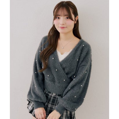 ナイスクラップ NICE CLAUP 【ANOTHER BRANCH】パール付フェザーカシュクールニット （beige）｜詳細画像