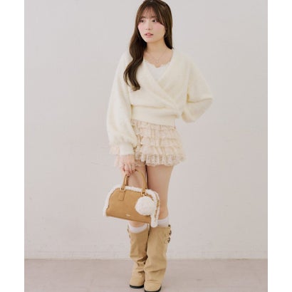 ナイスクラップ NICE CLAUP 【ANOTHER BRANCH】パール付フェザーカシュクールニット （beige）｜詳細画像