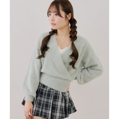 ナイスクラップ NICE CLAUP 【ANOTHER BRANCH】パール付フェザーカシュクールニット （beige）｜詳細画像