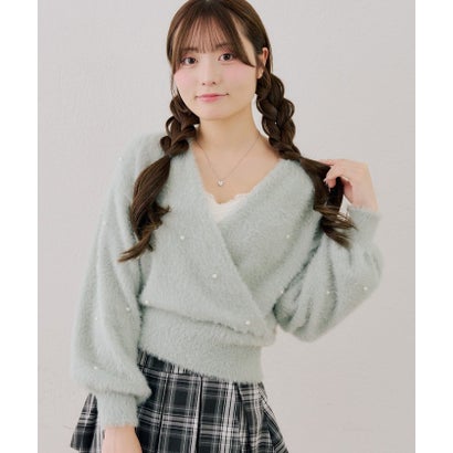ナイスクラップ NICE CLAUP 【ANOTHER BRANCH】パール付フェザーカシュクールニット （beige）｜詳細画像
