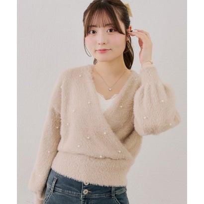 ナイスクラップ NICE CLAUP 【ANOTHER BRANCH】パール付フェザーカシュクールニット （ivory）｜詳細画像