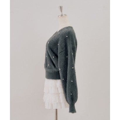 ナイスクラップ NICE CLAUP 【ANOTHER BRANCH】パール付フェザーカシュクールニット （charcoal）｜詳細画像