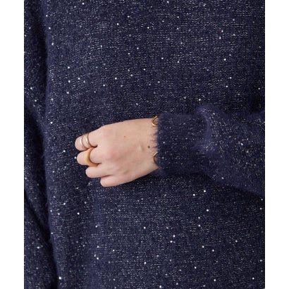 ナイスクラップ NICE CLAUP スパンコールフェザーチュニック （navy）｜詳細画像