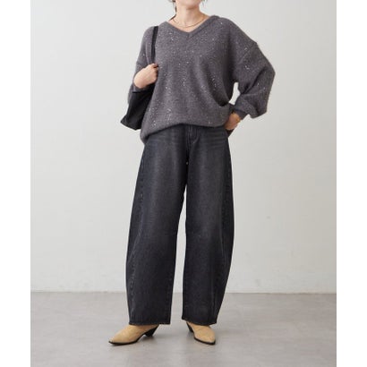ナイスクラップ NICE CLAUP スパンコールフェザーチュニック （navy）｜詳細画像