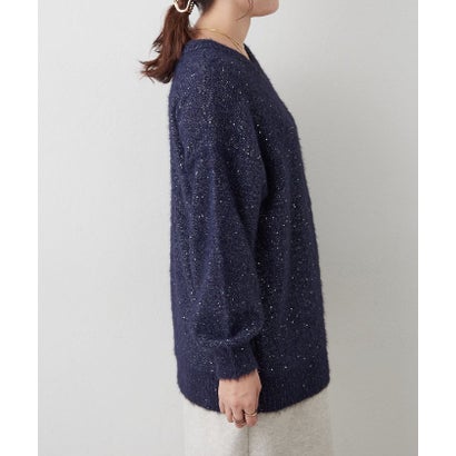 ナイスクラップ NICE CLAUP スパンコールフェザーチュニック （navy）｜詳細画像