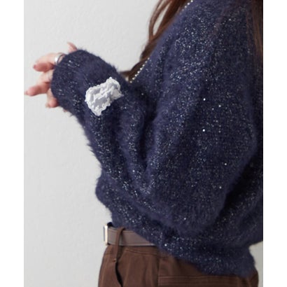ナイスクラップ NICE CLAUP スパンコールフェザープルオーバー （navy）｜詳細画像
