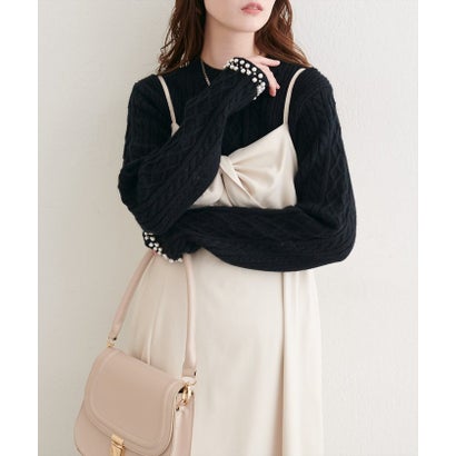 【natural couture】袖口パールもちふわニット （BK）｜詳細画像