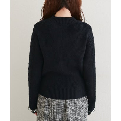 【natural couture】袖口パールもちふわニット （BK）｜詳細画像