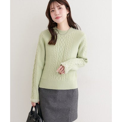 【natural couture】袖口パールもちふわニット （BK）｜詳細画像