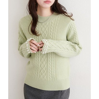 【natural couture】袖口パールもちふわニット （BK）｜詳細画像