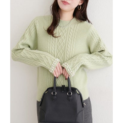 【natural couture】袖口パールもちふわニット （BK）｜詳細画像