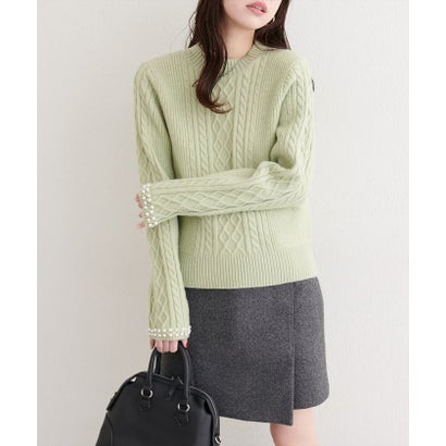 【natural couture】袖口パールもちふわニット （BK）｜詳細画像