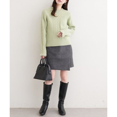 【natural couture】袖口パールもちふわニット （BK）｜詳細画像