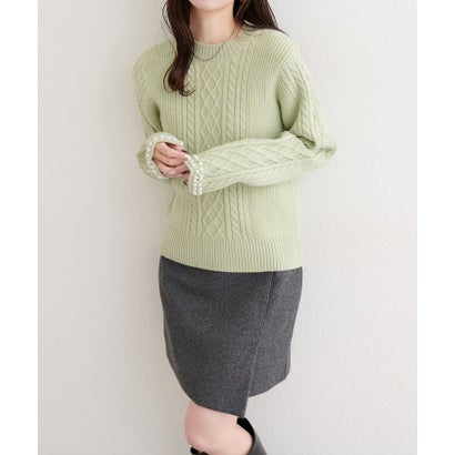【natural couture】袖口パールもちふわニット （BK）｜詳細画像