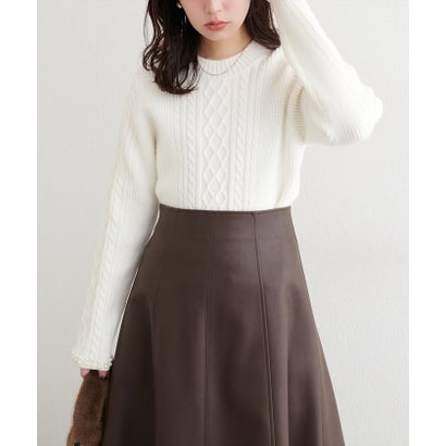 【natural couture】袖口パールもちふわニット （BK）｜詳細画像