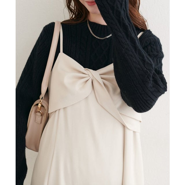 【natural couture】袖口パールもちふわニット （BK）