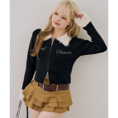 【continuer】配色シャギーWジップニット （sax blue）｜詳細画像