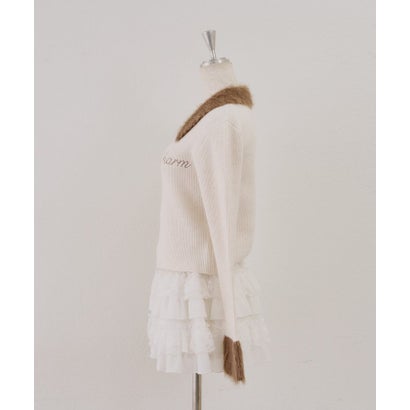 【continuer】配色シャギーWジップニット （offwhite）｜詳細画像