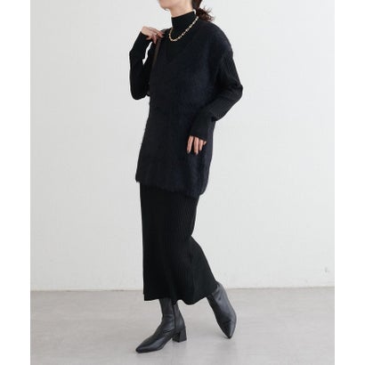 【natural couture】選べるリブニットワンピ×フェザーベストセット （GBE）｜詳細画像