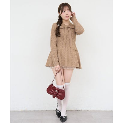 【ANOTHER BRANCH】ケーブルニットリボンミニワンピース （beige）｜詳細画像