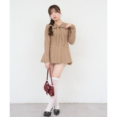 【ANOTHER BRANCH】ケーブルニットリボンミニワンピース （beige）｜詳細画像