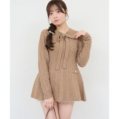 【ANOTHER BRANCH】ケーブルニットリボンミニワンピース （beige）｜詳細画像