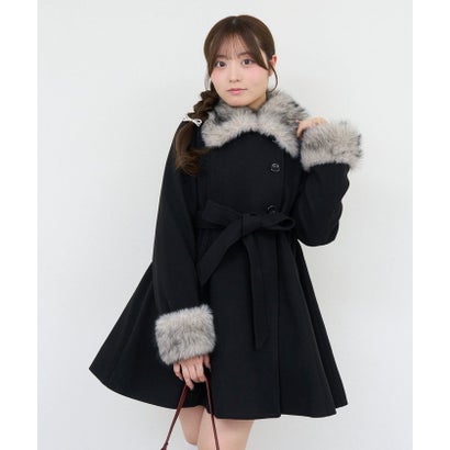 【ANOTHER BRANCH】2WAYフェイクファー付フレアミドルコート （black）｜詳細画像