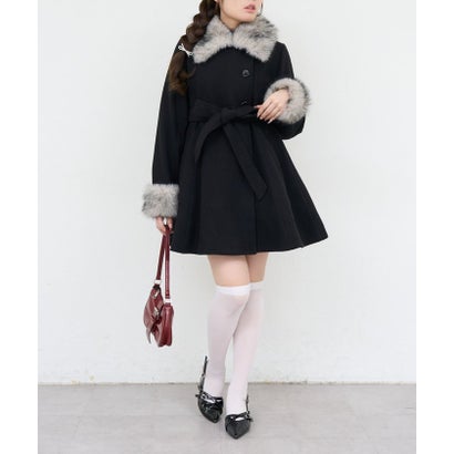 【ANOTHER BRANCH】2WAYフェイクファー付フレアミドルコート （black）｜詳細画像