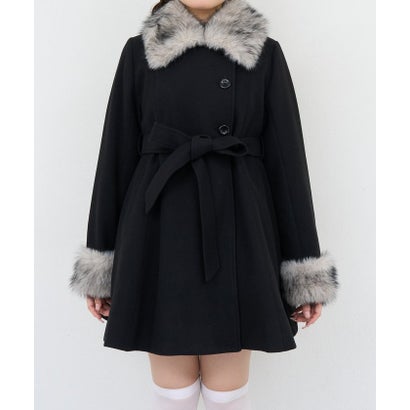 【ANOTHER BRANCH】2WAYフェイクファー付フレアミドルコート （black）｜詳細画像