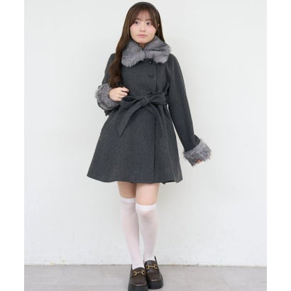 【ANOTHER BRANCH】2WAYフェイクファー付フレアミドルコート （black）｜詳細画像