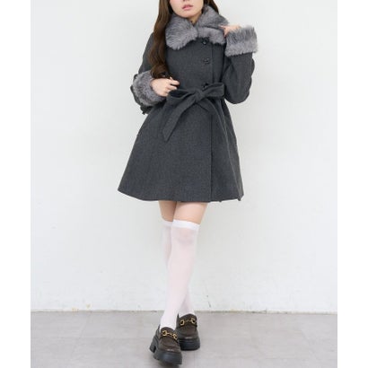 【ANOTHER BRANCH】2WAYフェイクファー付フレアミドルコート （black）｜詳細画像