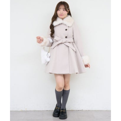 【ANOTHER BRANCH】2WAYフェイクファー付フレアミドルコート （black）｜詳細画像
