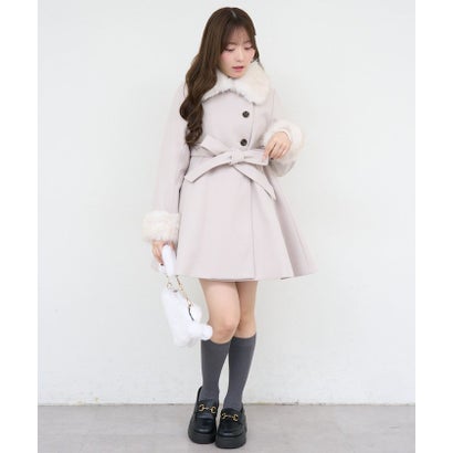 【ANOTHER BRANCH】2WAYフェイクファー付フレアミドルコート （black）｜詳細画像