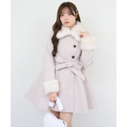 【ANOTHER BRANCH】2WAYフェイクファー付フレアミドルコート （black）｜詳細画像
