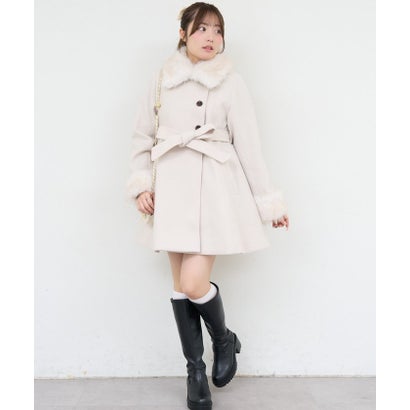 【ANOTHER BRANCH】2WAYフェイクファー付フレアミドルコート （black）｜詳細画像