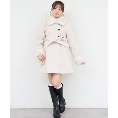 【ANOTHER BRANCH】2WAYフェイクファー付フレアミドルコート （ivory）｜詳細画像